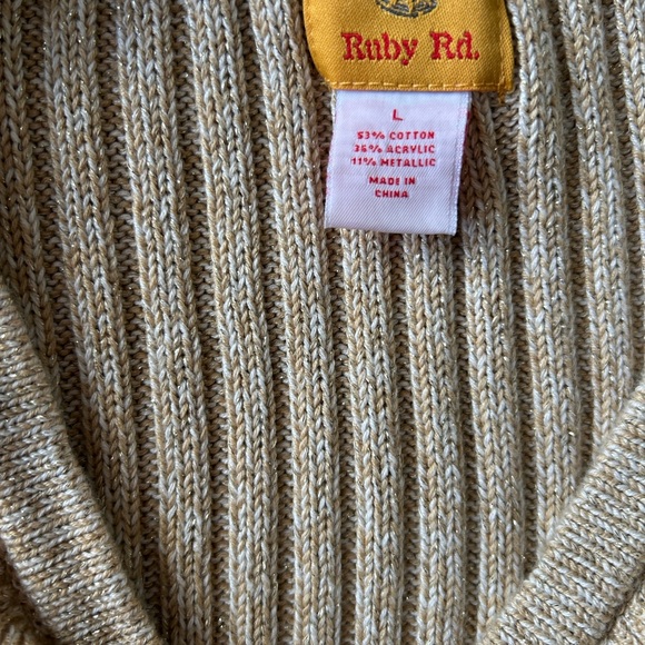 Ruby Rd. Ruffled Tan Cardigan. size L - Picture 3 of 7